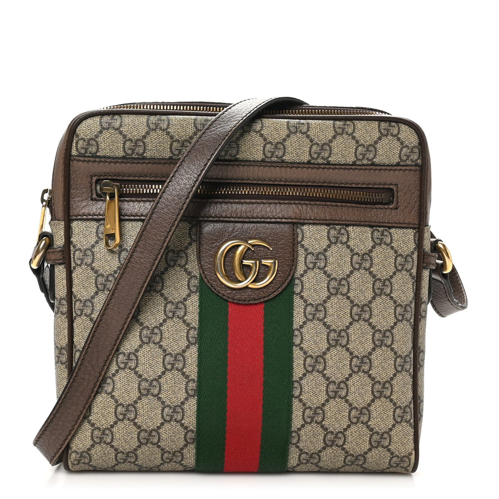 GG Supreme Monogram Web Small Ophidia Messenger Bag Brown
