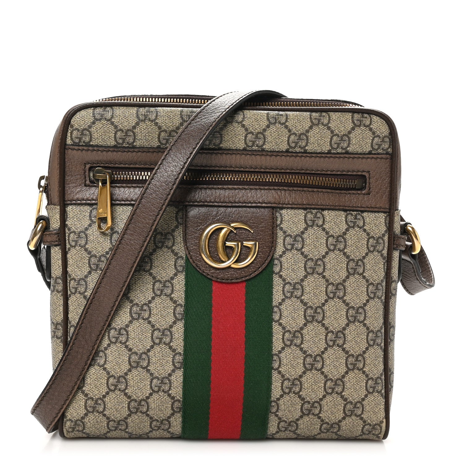 GG Supreme Monogram Web Small Ophidia Messenger Bag Brown