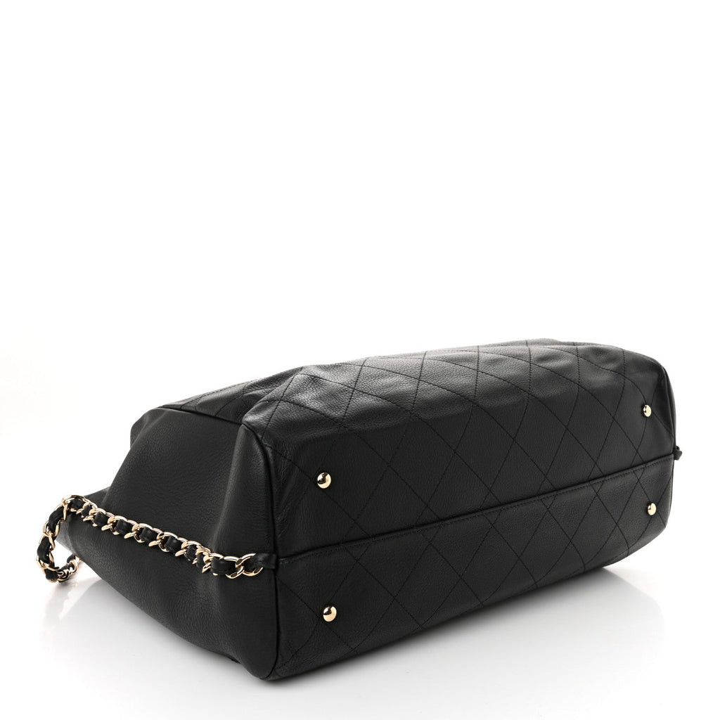 Bullskin Stitched Large Shopping Bag Black