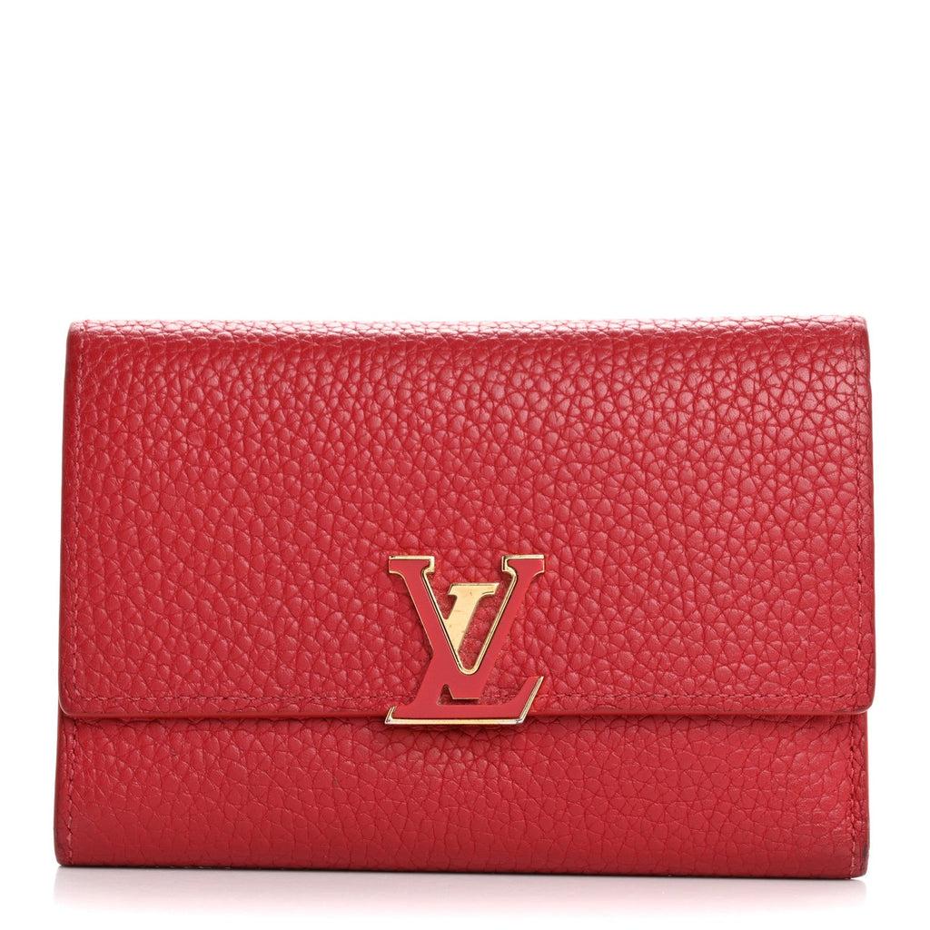 Taurillon Capucines Compact Wallet Rubis