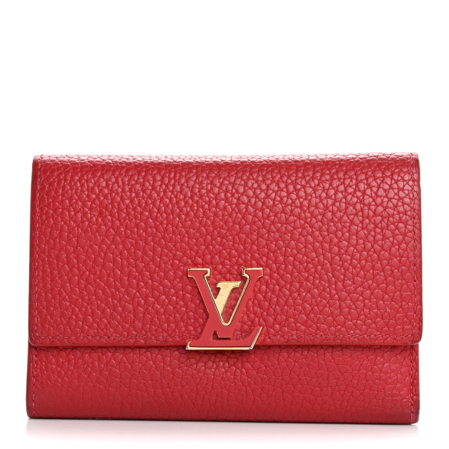 Taurillon Capucines Compact Wallet Rubis