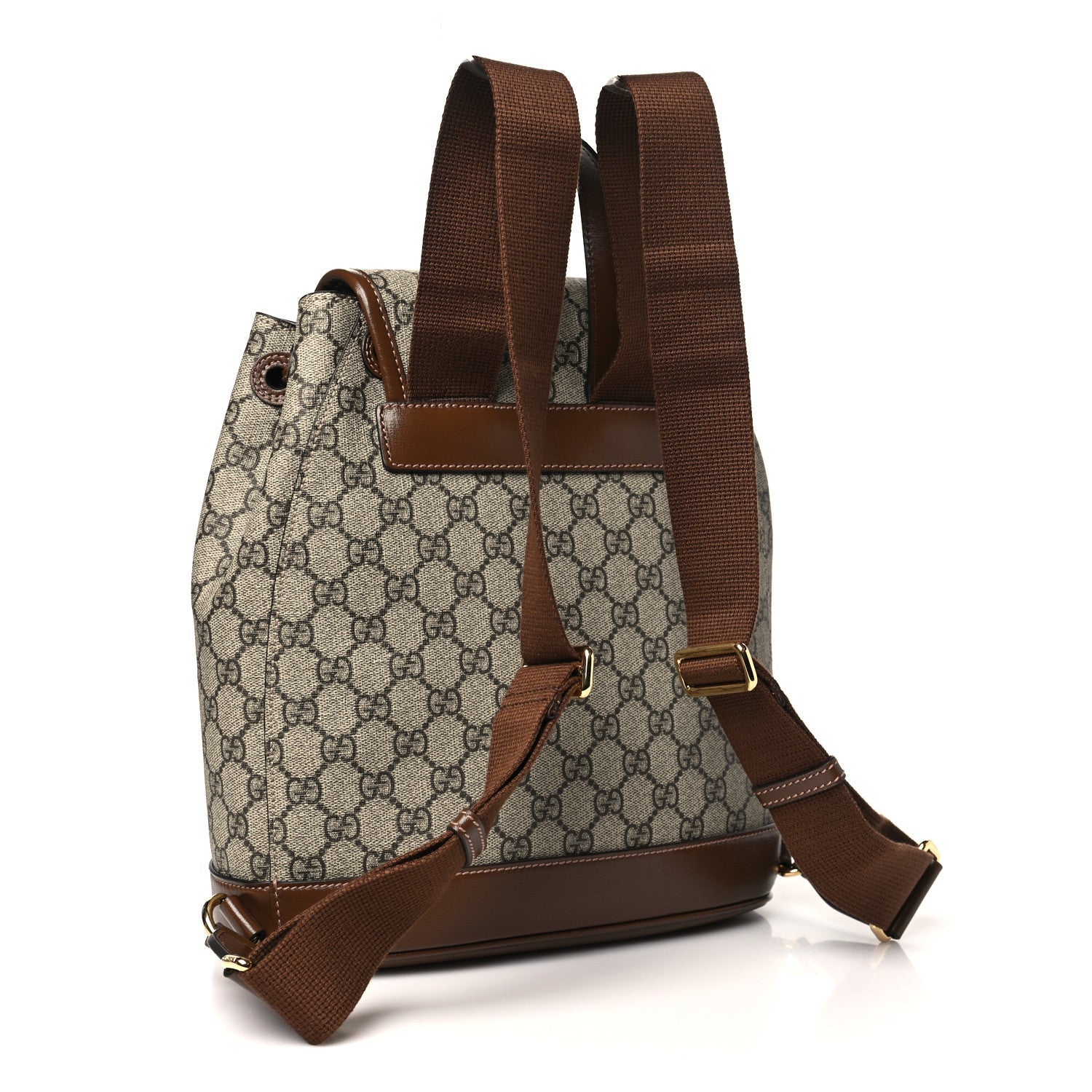 GG Supreme Monogram Azalea Calfskin Retro Interlocking G Buckle Backpack Beige Ebony Brown Sugar