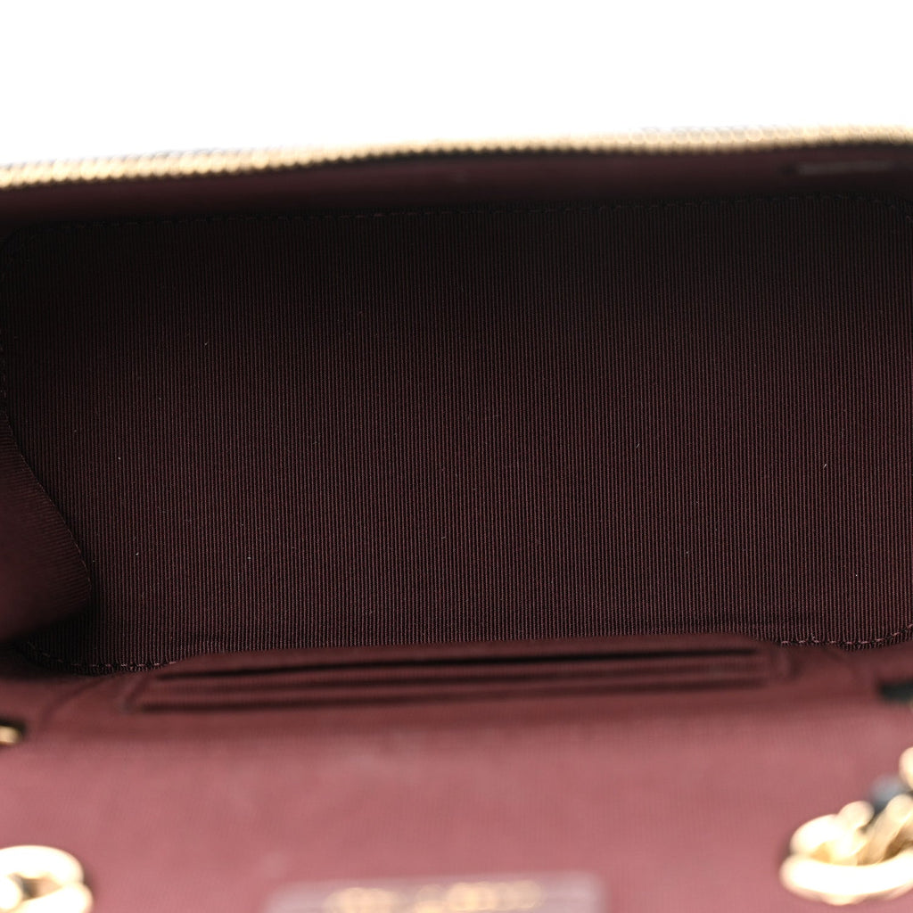 Caviar Quilted Small Vanity Case With Chain Black