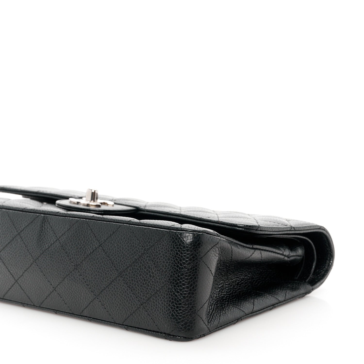 Caviar Quilted Medium Double Flap Black