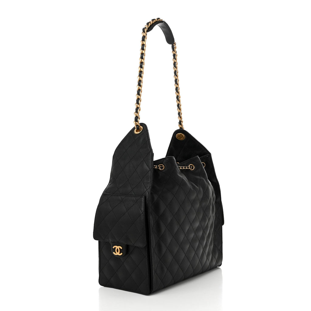 Caviar Quilted Medium Chanel 25 Handbag Black