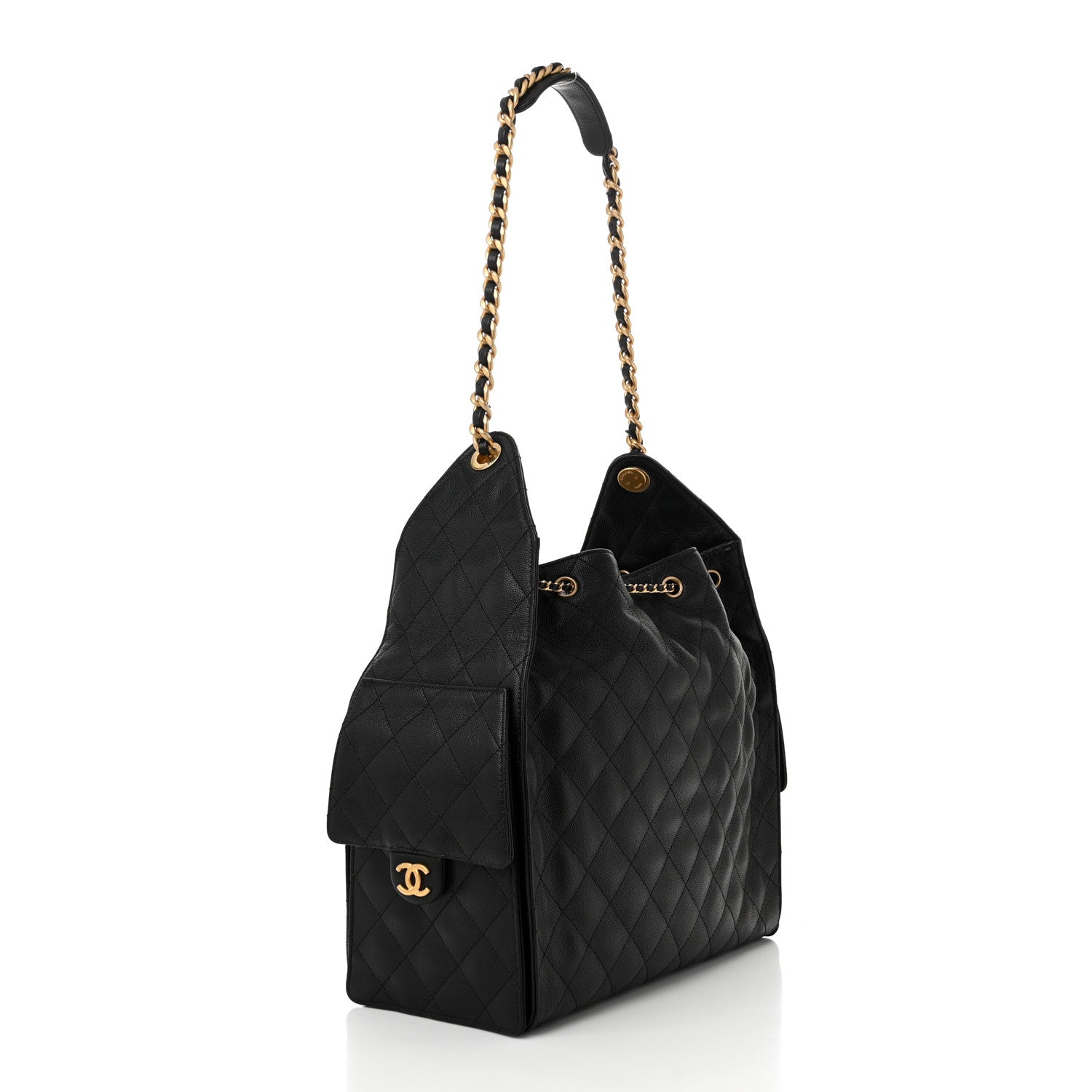 Caviar Quilted Medium Chanel 25 Handbag Black