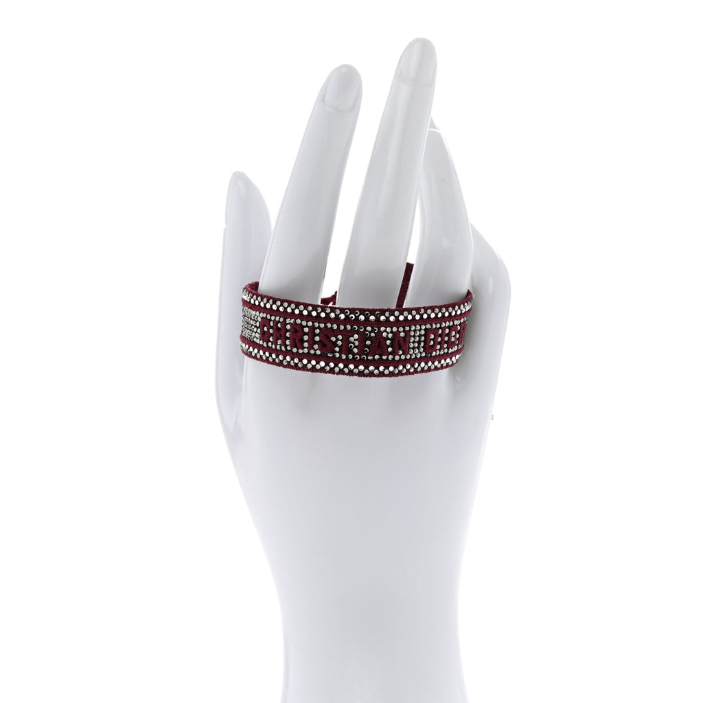 Woven Cotton Crystal Embroidered Friendship Bracelet Burgundy