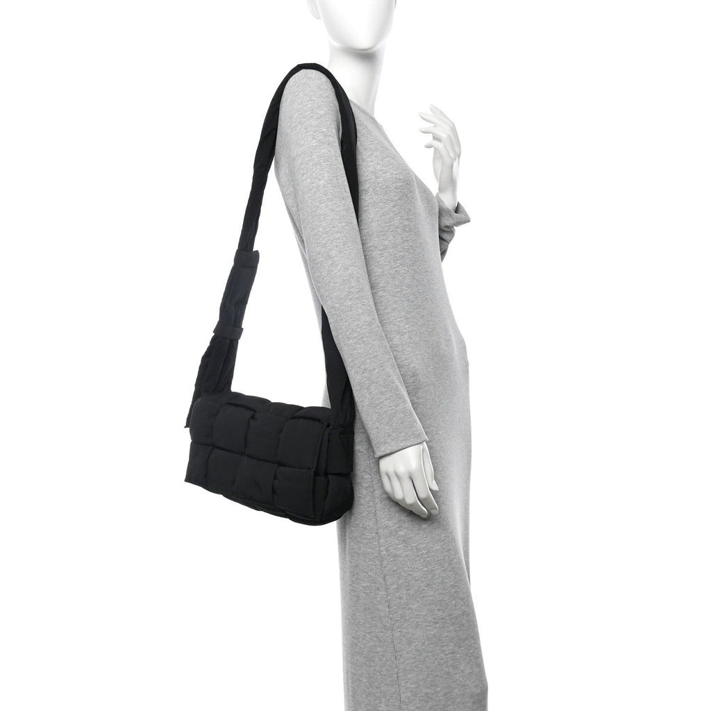 Nylon Intrecciato Padded Tech Cassette Bag Black