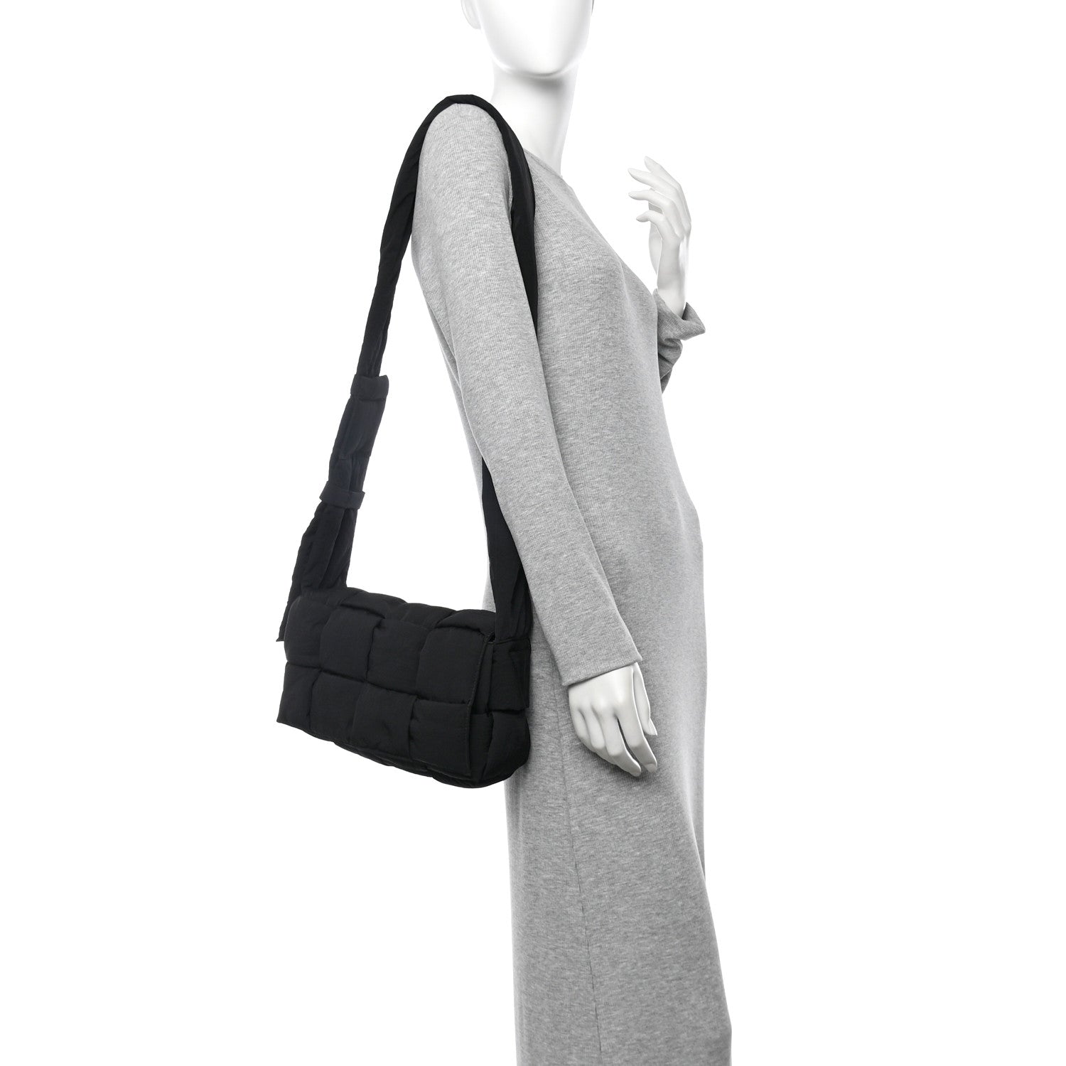 Nylon Intrecciato Padded Tech Cassette Bag Black
