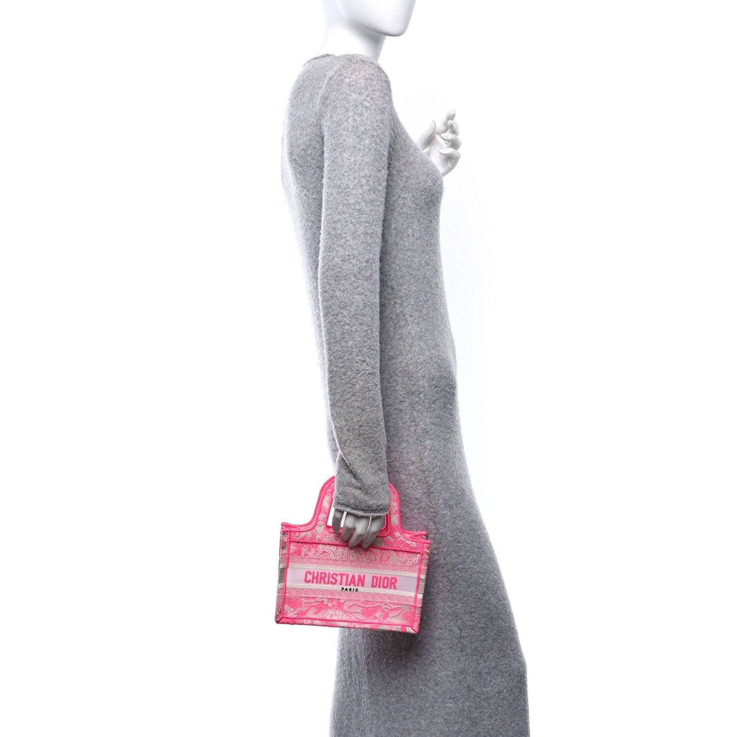 Canvas Embroidered Mini Toile De Jouy Book Tote Pink