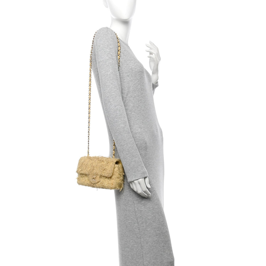 Tweed Quilted Mini Rectangular Flap Yellow