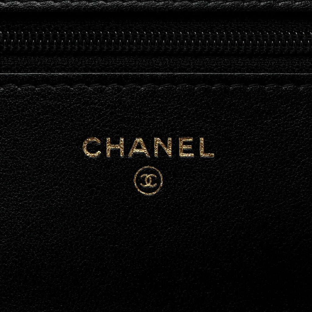 Tweed Quilted Chanel 19 Wallet On Chain WOC Black Navy Gold