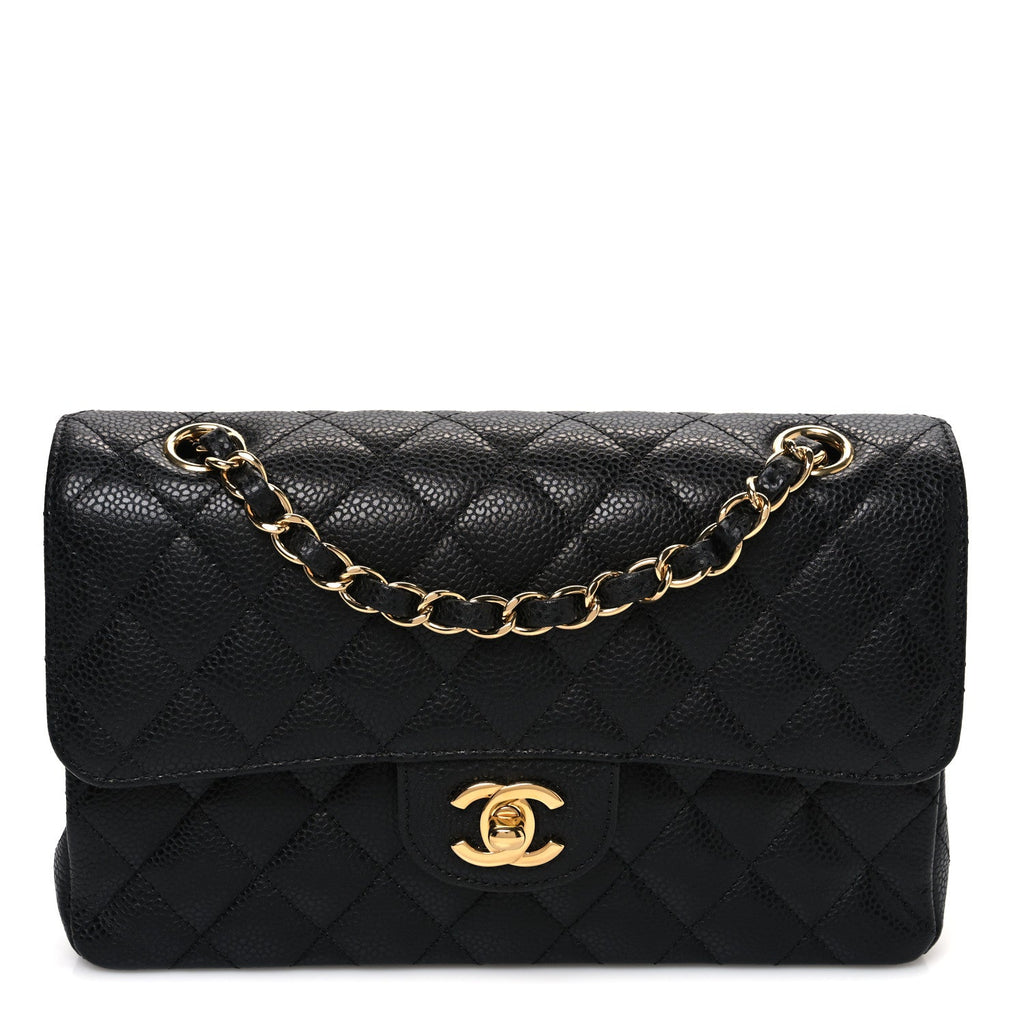 Caviar Quilted Small Double Flap Black