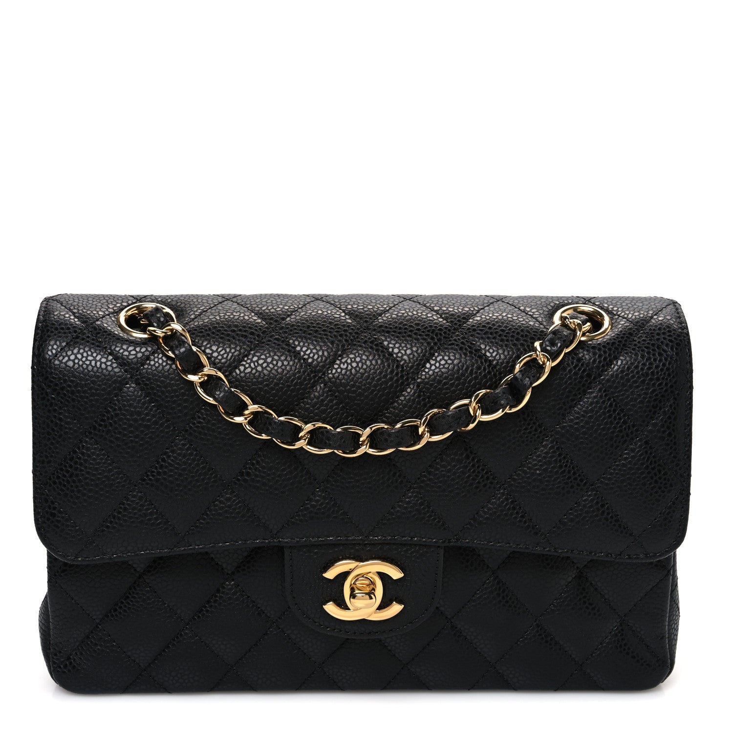 Caviar Quilted Small Double Flap Black