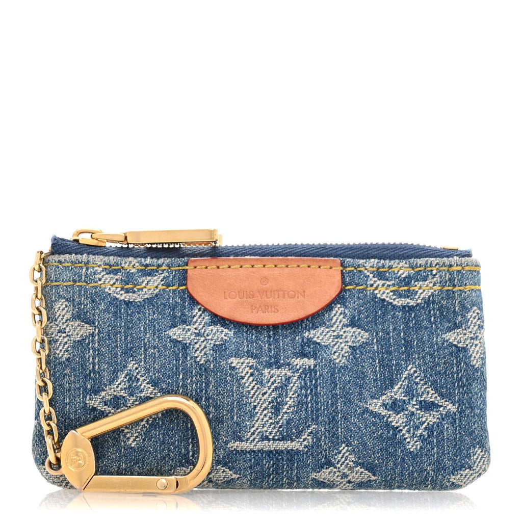 Monogram Denim Key Pouch Denim Blue