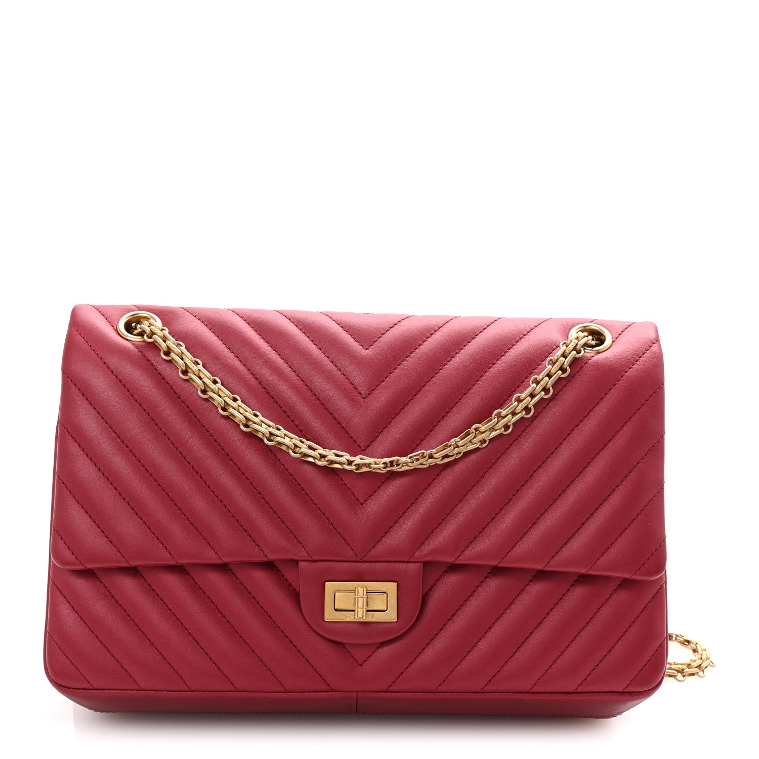 Metallic Aged Calfskin Chevron Quilted 2.55 Reissue 226 Flap Red
