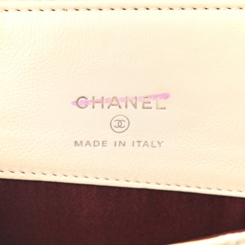 Calfskin Quilted CC Waiter Clutch With Chain White