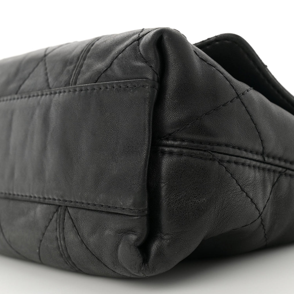 Lambskin Quilted Large Soft Touch Flap Black