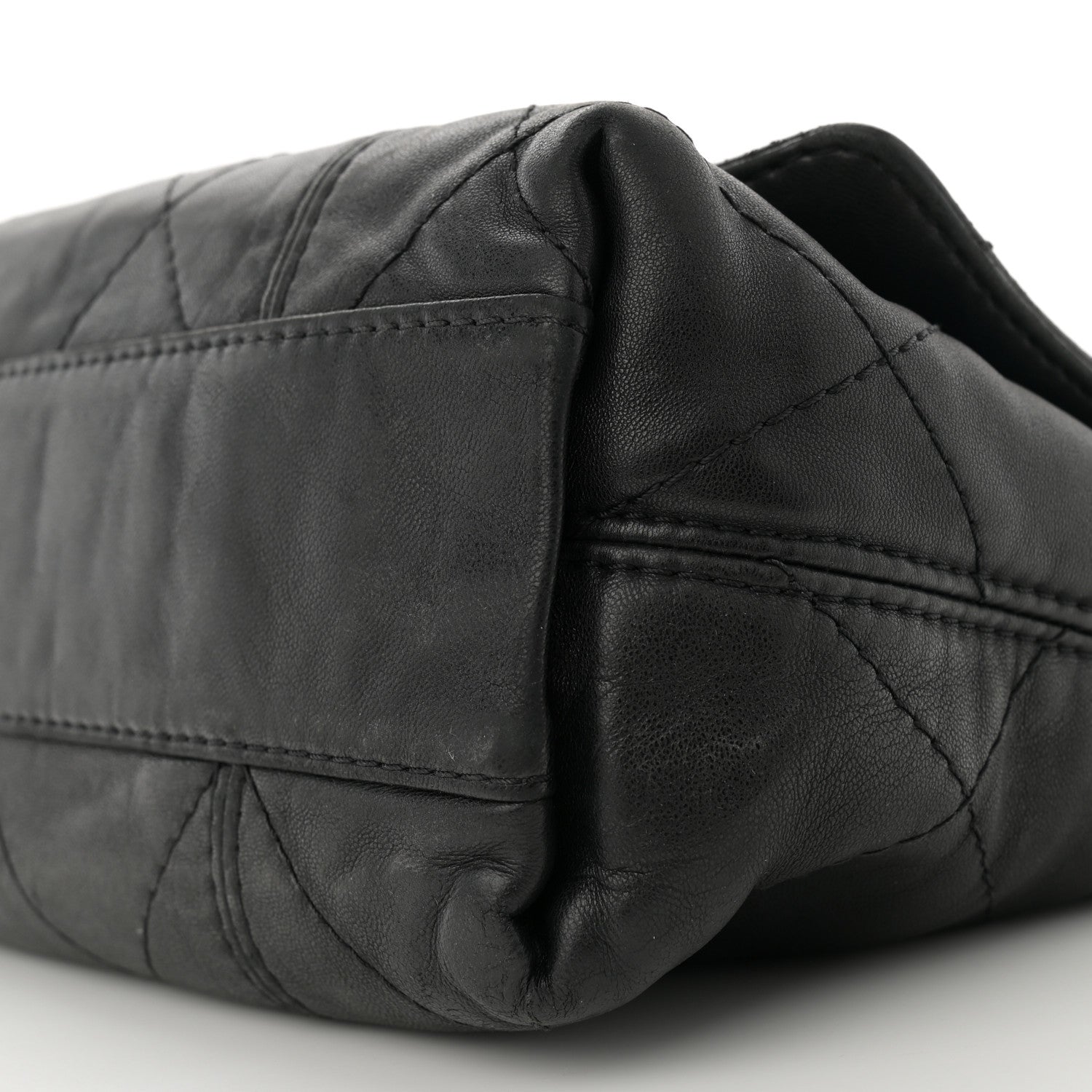Lambskin Quilted Large Soft Touch Flap Black