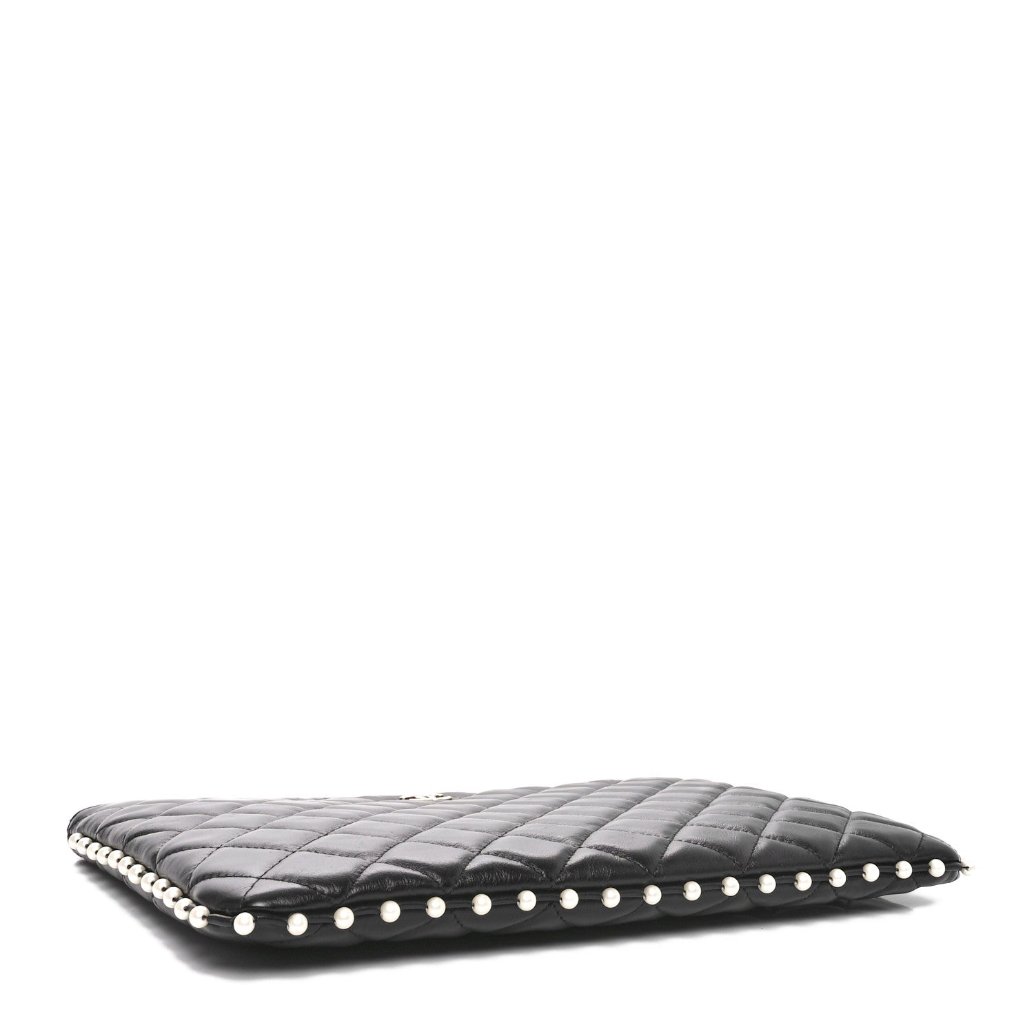 Calfskin Quilted Pearl Medium Cosmetic Case Black