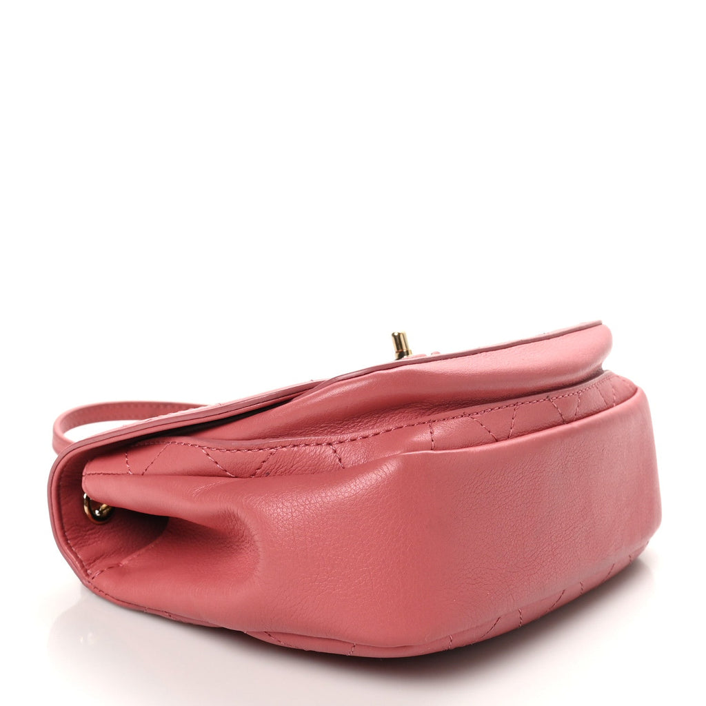Calfskin Stitched Small Flap Bag Pink