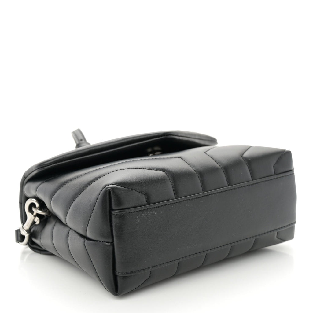 Calfskin Y Quilted Monogram Toy Loulou Crossbody Bag Black