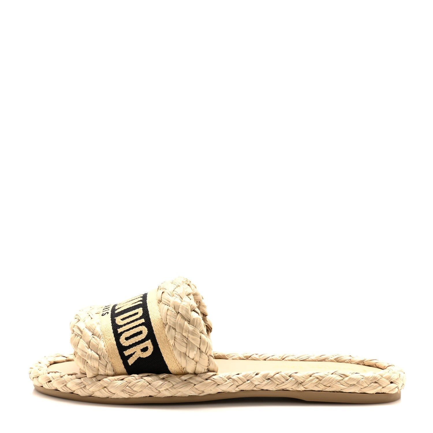 Raffia Embroidered Dway Mules Slide Sandals 37 Jute