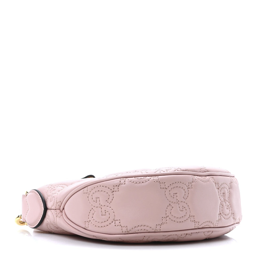 Calfskin GG Matelasse Mini Hobo Shoulder Bag Perfect Pink Natural