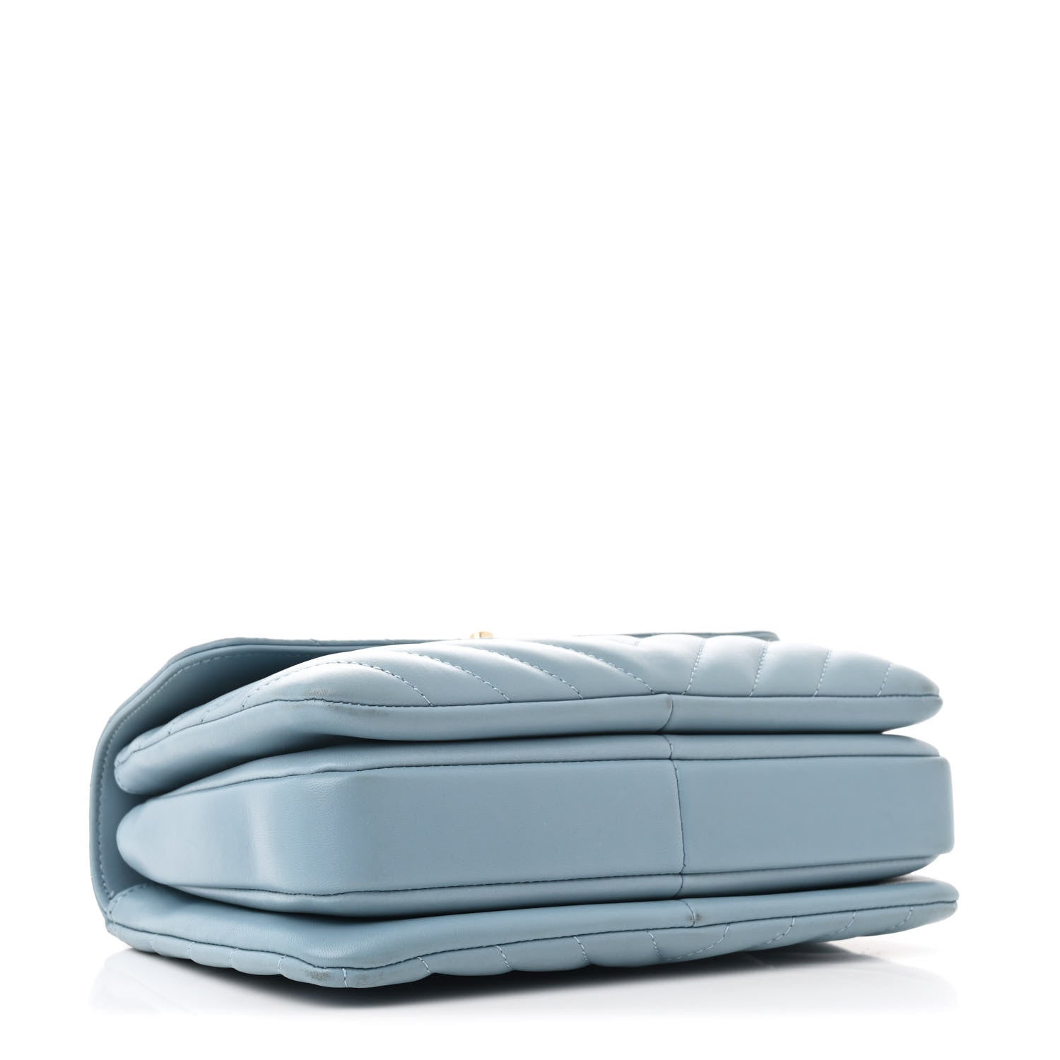 Lambskin Chevron Quilted Small Trendy CC Flap Dual Handle Bag Light Blue
