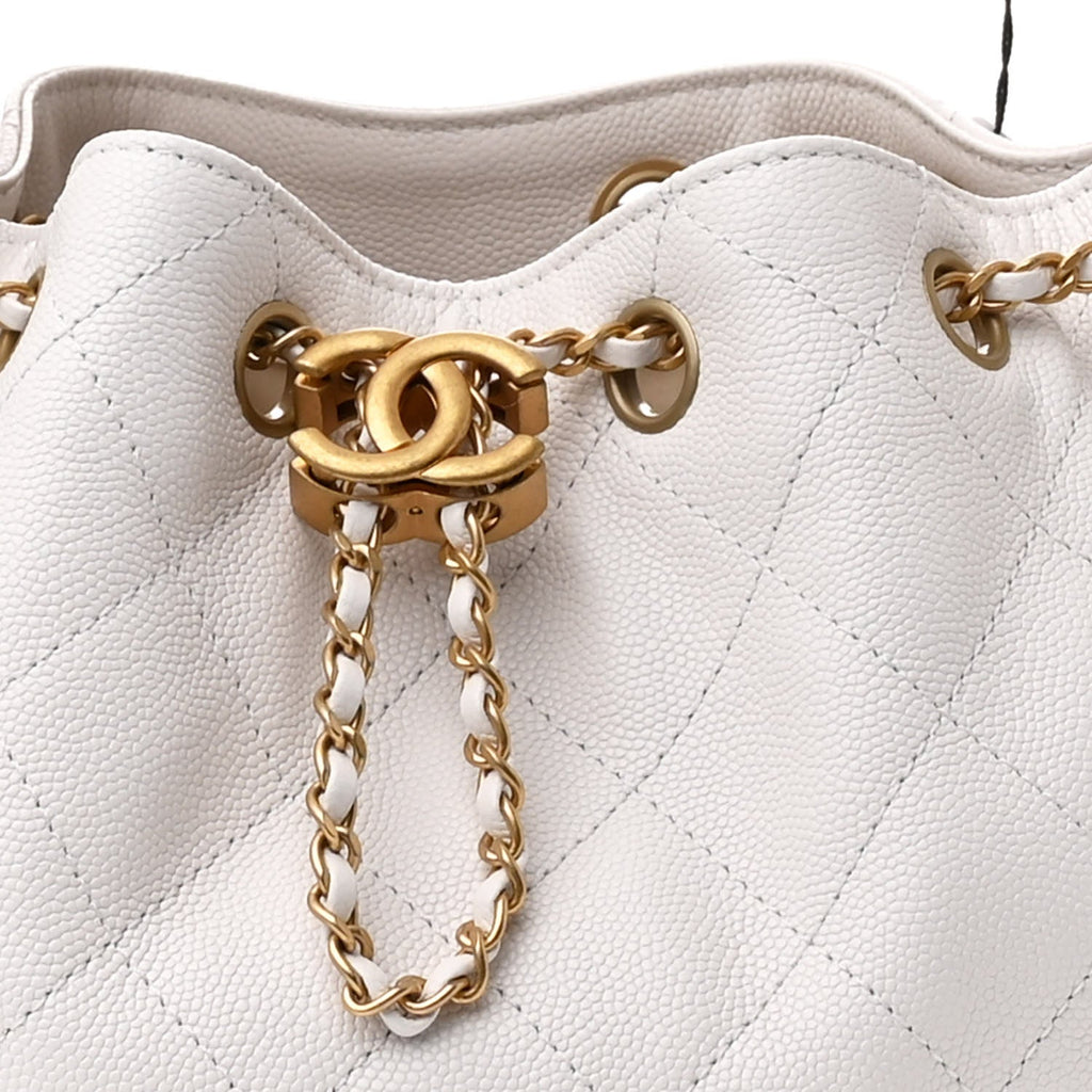 Caviar Quilted Small Chanel 25 Handbag White