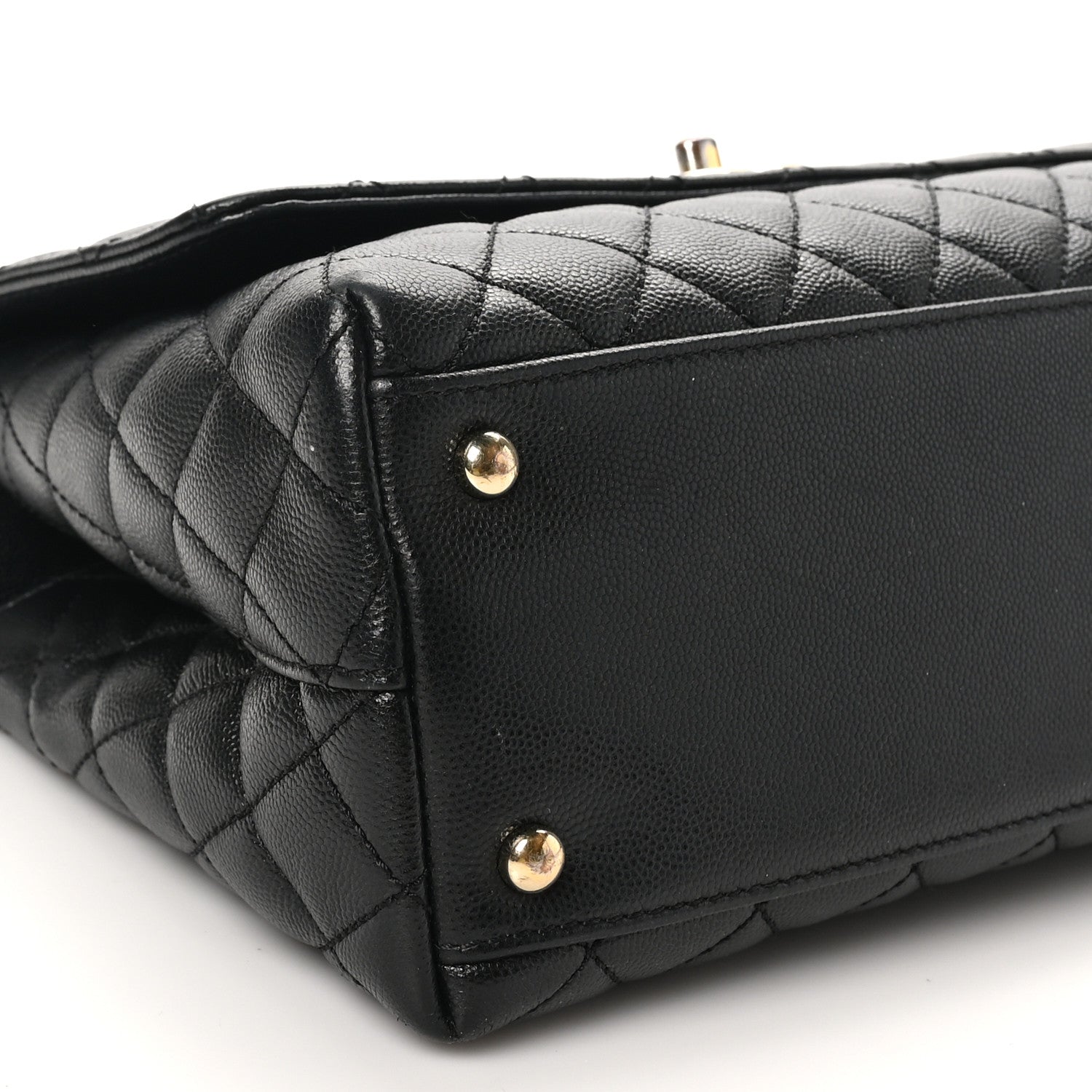 Caviar Quilted Small Coco Handle Flap Black
