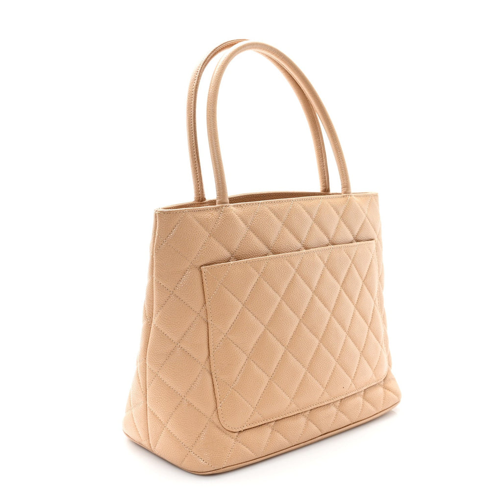 Caviar Quilted Medallion Tote Beige