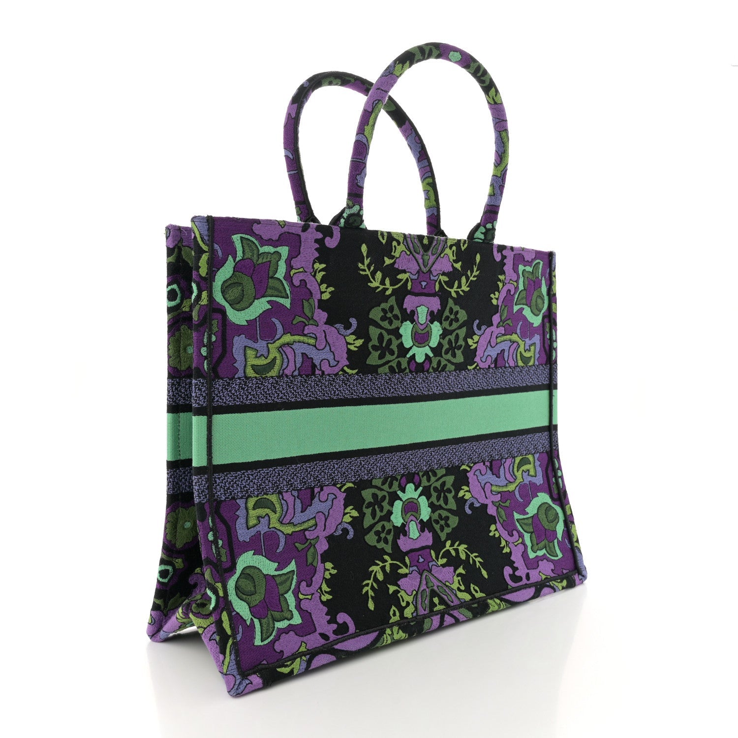 Canvas Embroidered Large Indian Purple Book Tote Multicolor