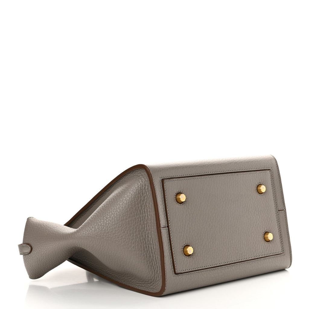 Crisped Calfskin Mini Tie Knot Tote Medium Grey