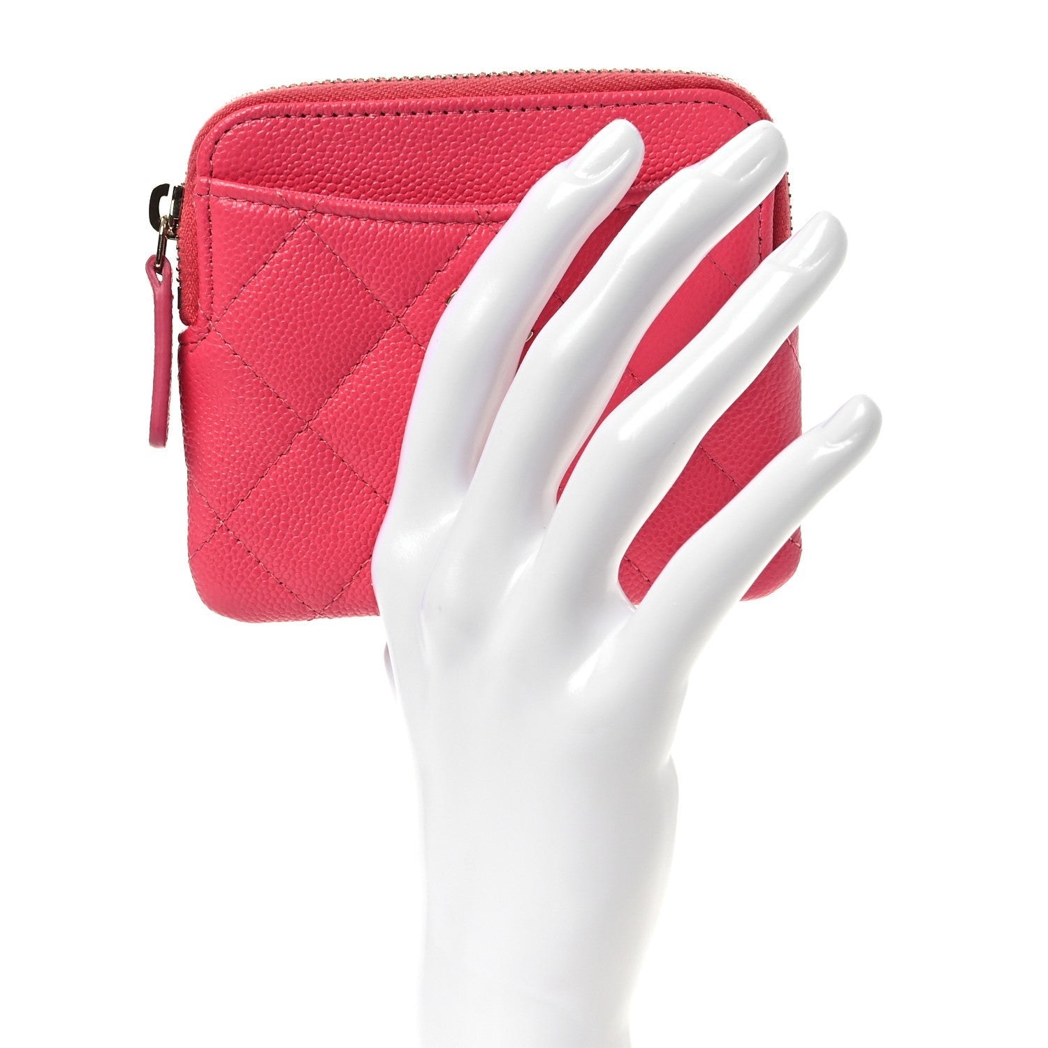 Caviar Quilted Zip  Holder Wallet Pink