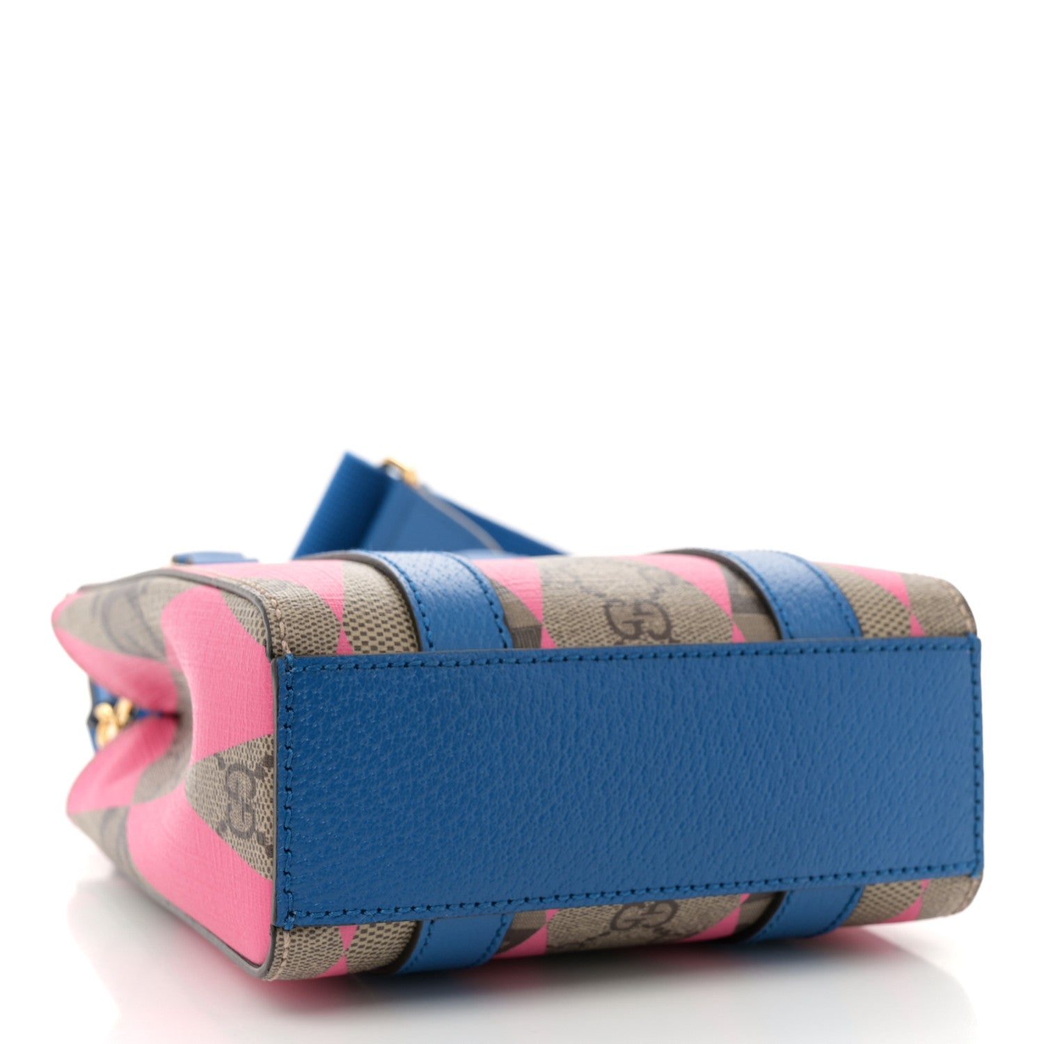 GG Supreme Monogram Textured Dollar Calfskin Rhombus Mini Tote Bag Beige Ebony Pink Blue