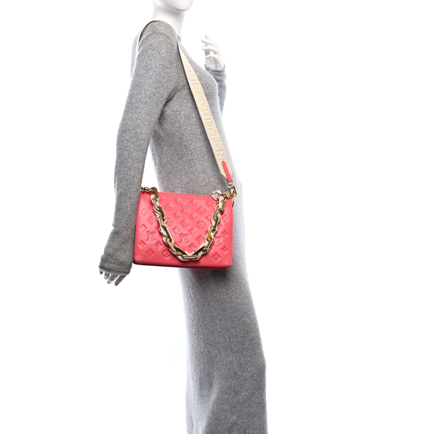 Lambskin Embossed Monogram LV Bloom Coussin PM Pink