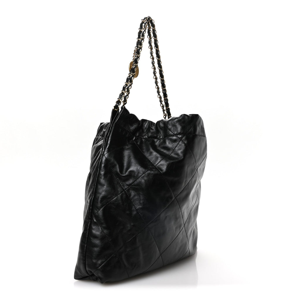 Shiny Calfskin Quilted Chanel 22 Black