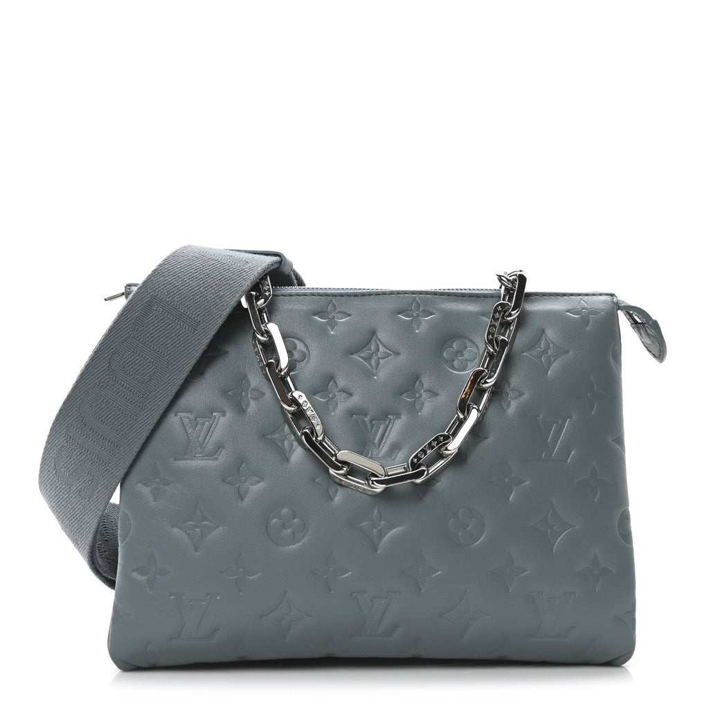 Lambskin Embossed Monogram Coussin PM Blue Glacier
