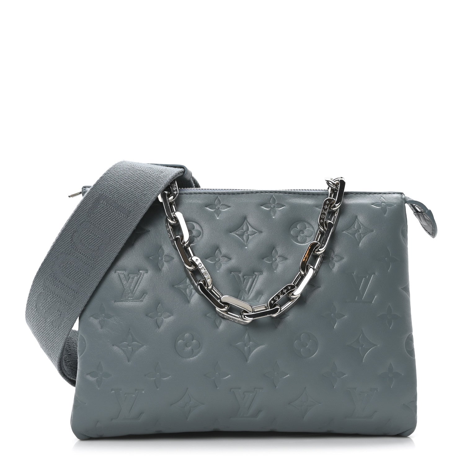 Lambskin Embossed Monogram Coussin PM Blue Glacier