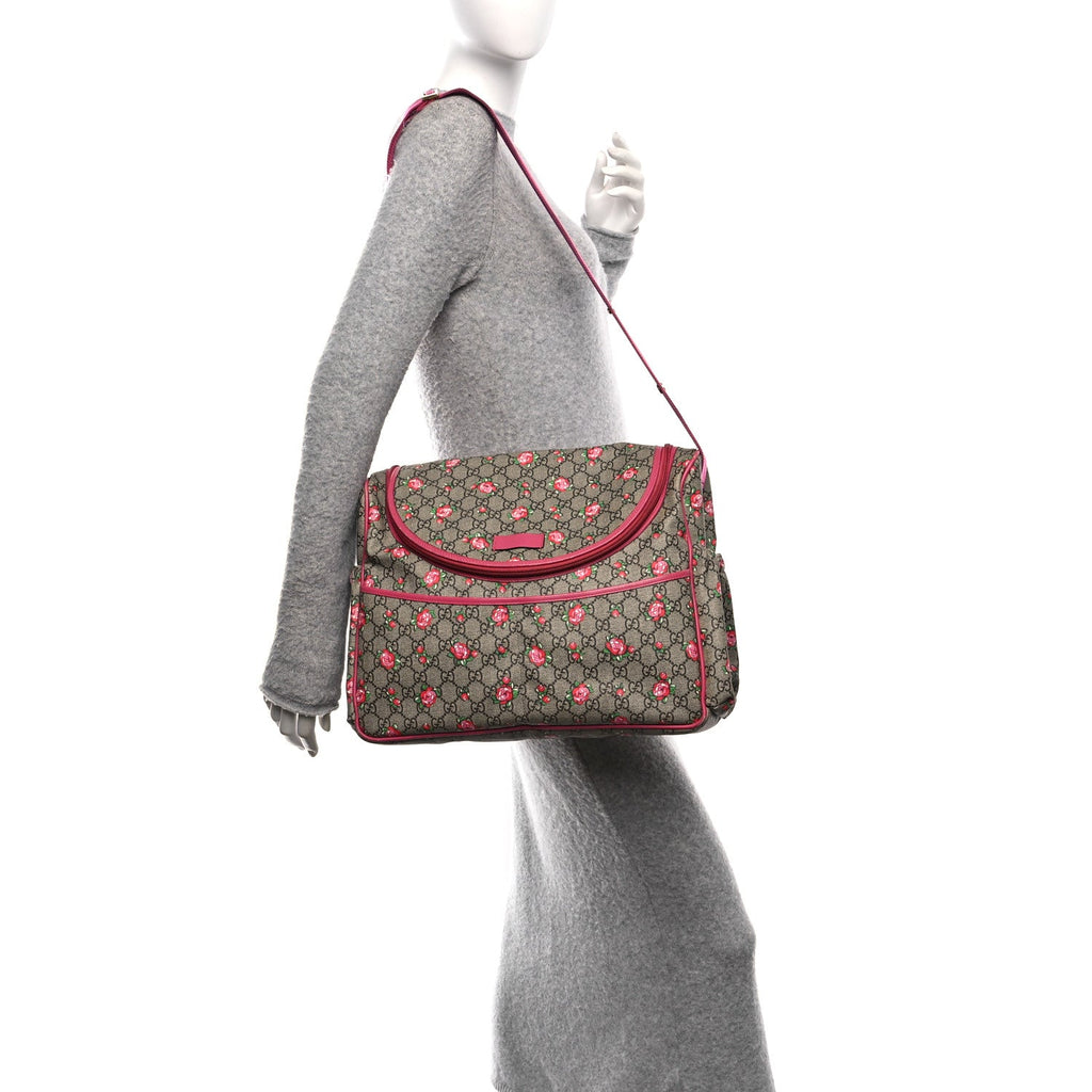 GG Supreme Monogram Rose Bud Diaper Bag Pink