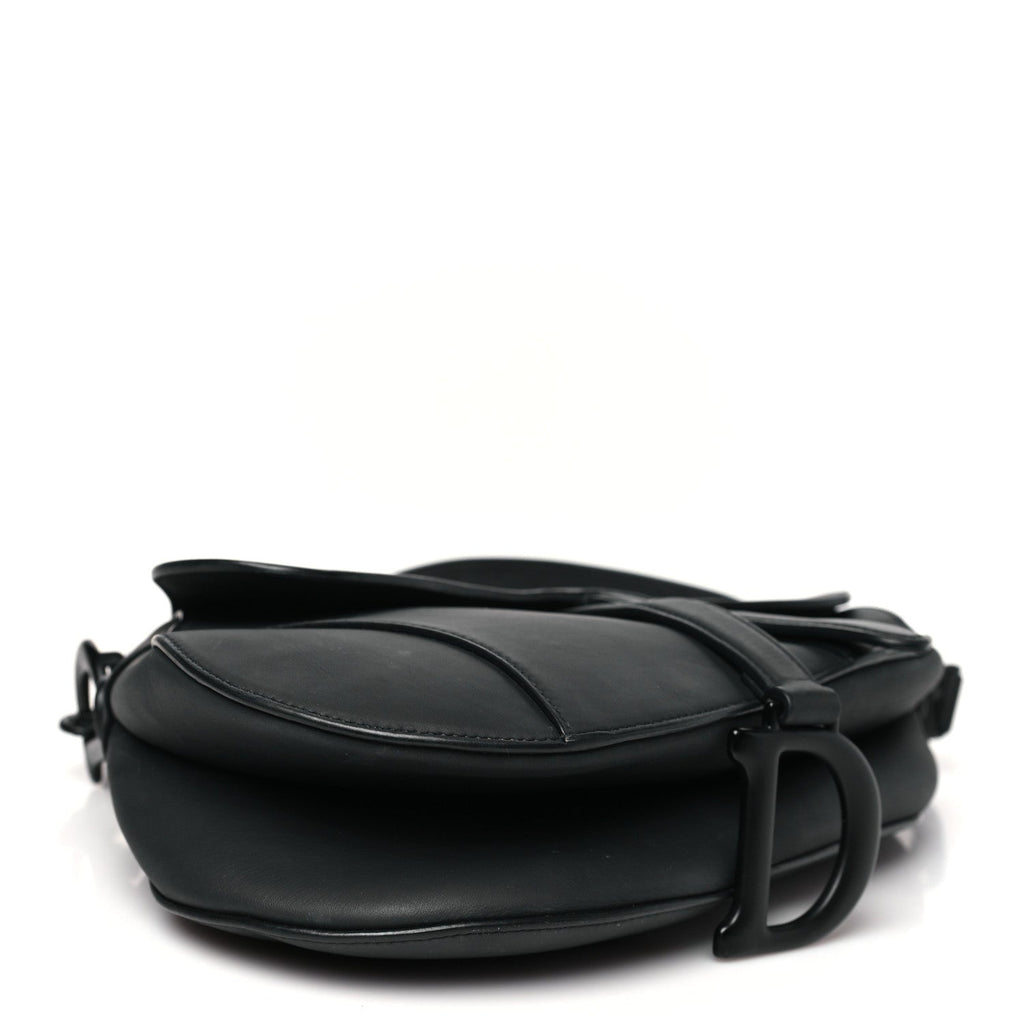 Ultra Matte Calfskin Saddle Bag With Strap Black