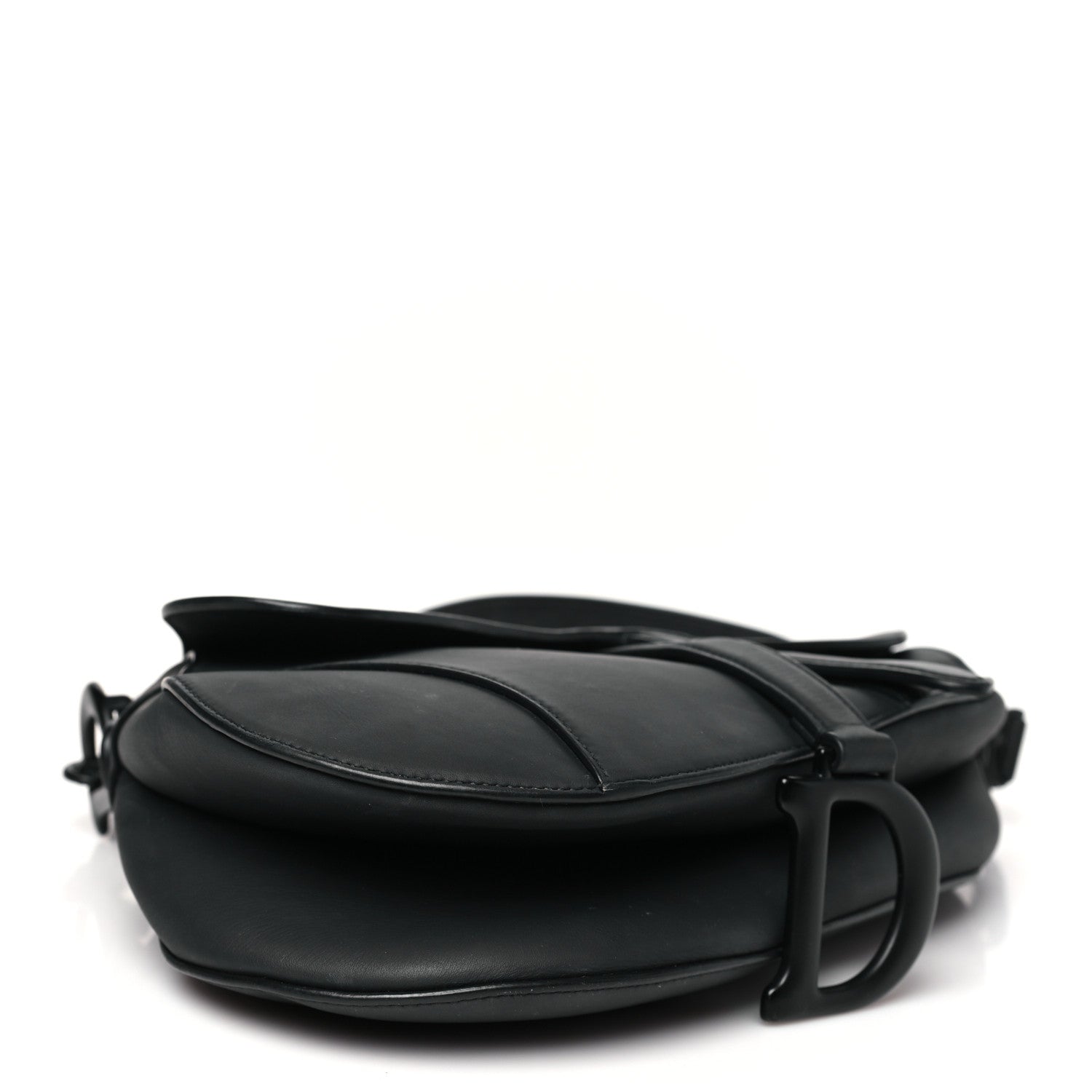 Ultra Matte Calfskin Saddle Bag With Strap Black