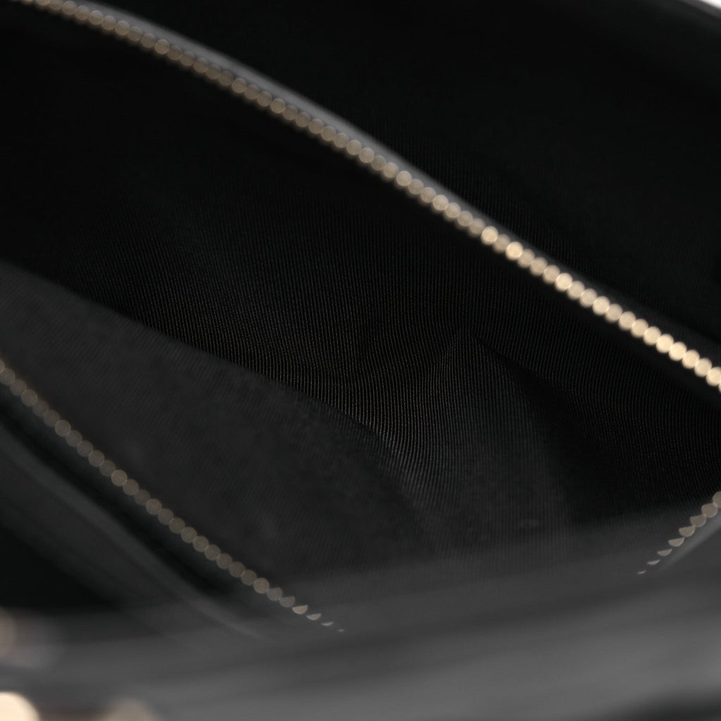Lambskin Enamel Quilted Document Portfolio Holder Black