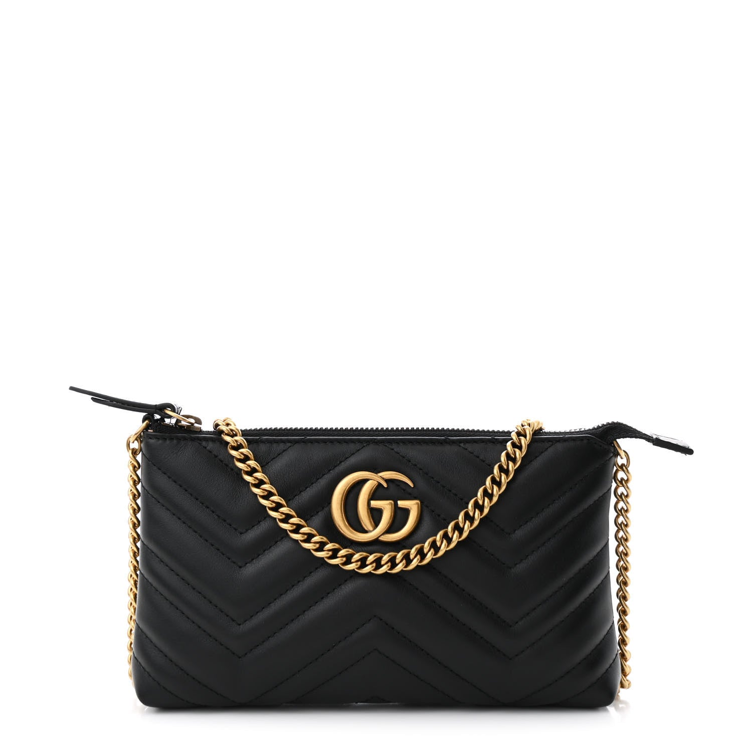 Calfskin Matelasse Mini GG Marmont Chain Bag Black