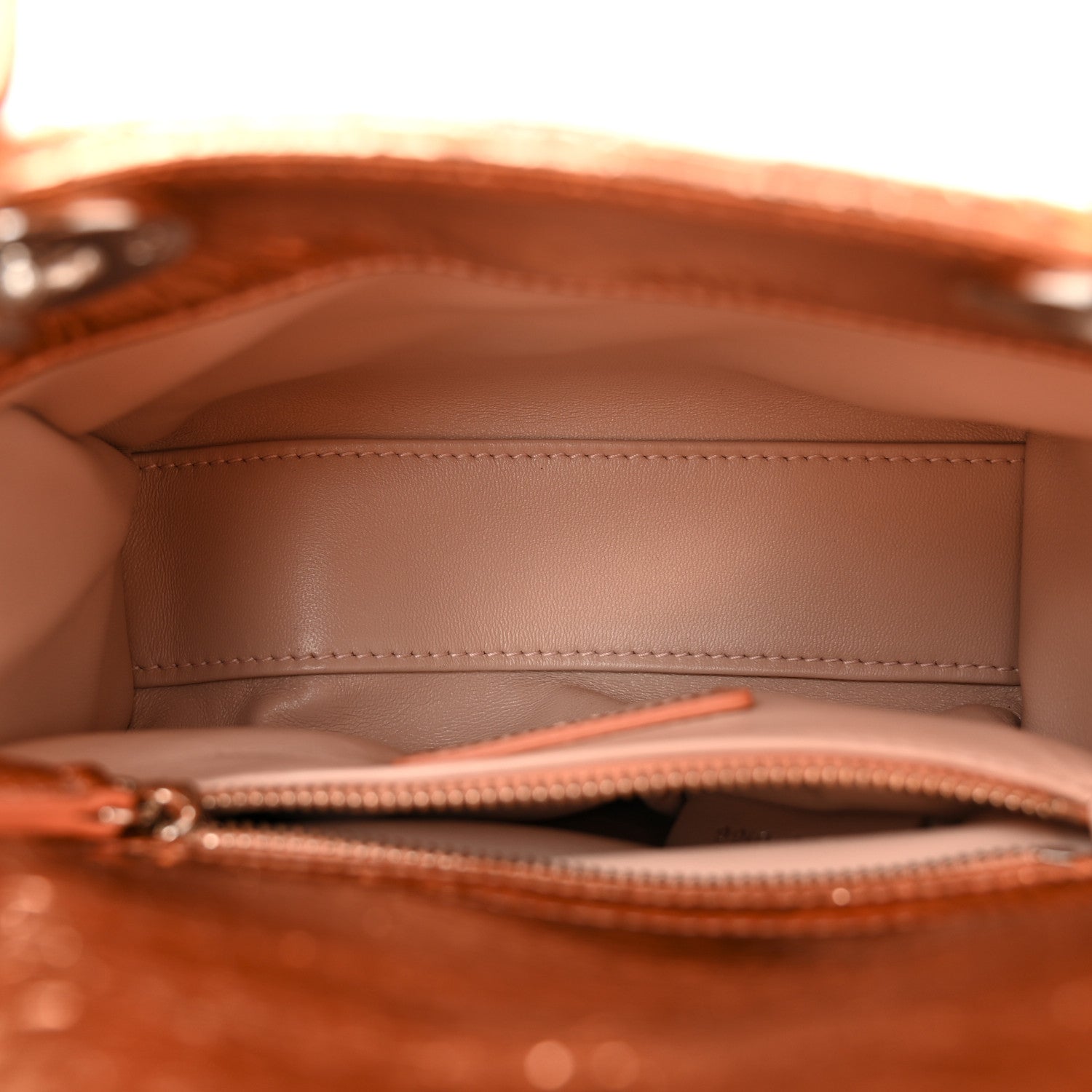 Metallic Calfskin Cannage Mini Lady Dior Pink