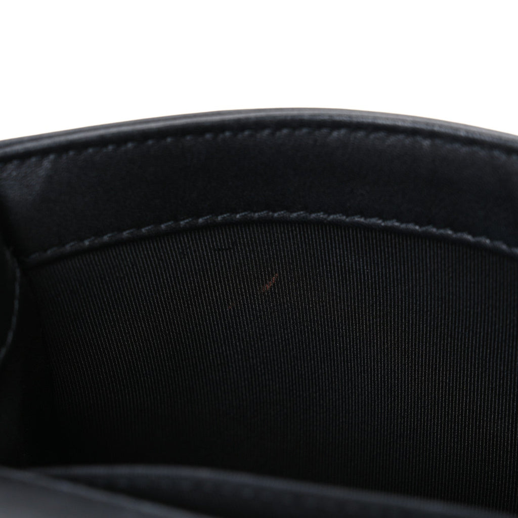 Calfskin Quilted Small Boy Flap Black