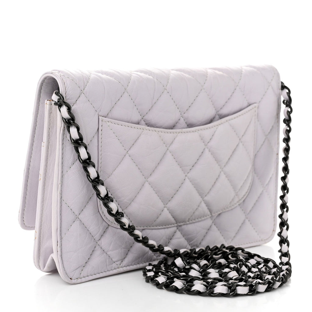 Aged Calfskin Quilted Reissue Wallet On Chain WOC White