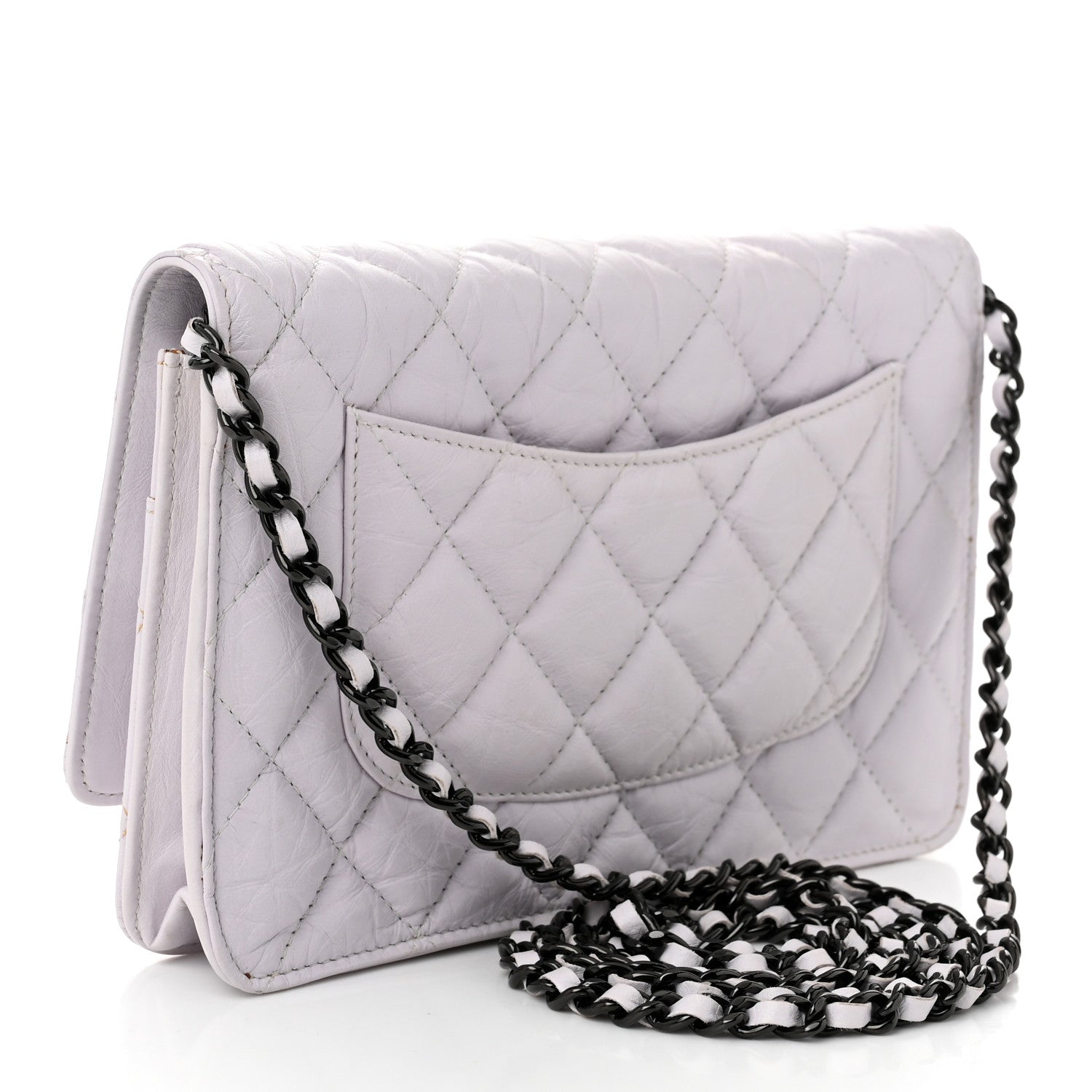 Aged Calfskin Quilted Reissue Wallet On Chain WOC White