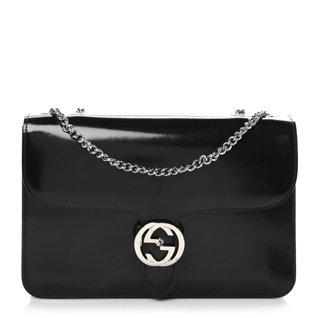 Shade Lux Calfskin Interlocking G Shoulder Bag Black